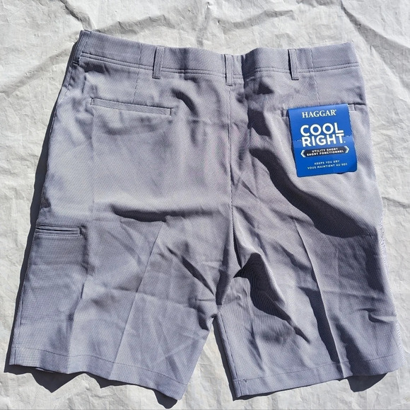 NWT Haggar Size 38 Cool  Right Utility Short Blue & White Stripe - Picture 2 of 7